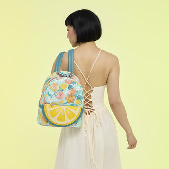 Loungefly Tropical Lemon Floral Mini Backpack LFlifestyle1 Loungefly Tropical Lemon Floral Mini Backpack, Image 2